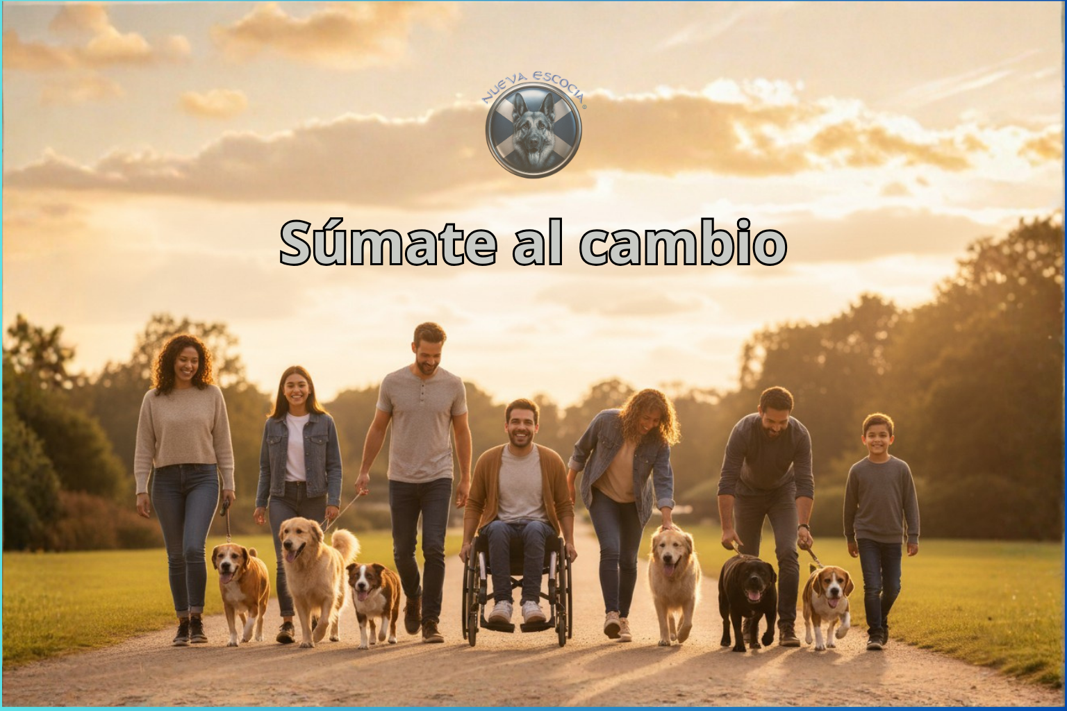 Súmate al cambio: personas y perros caminando juntos